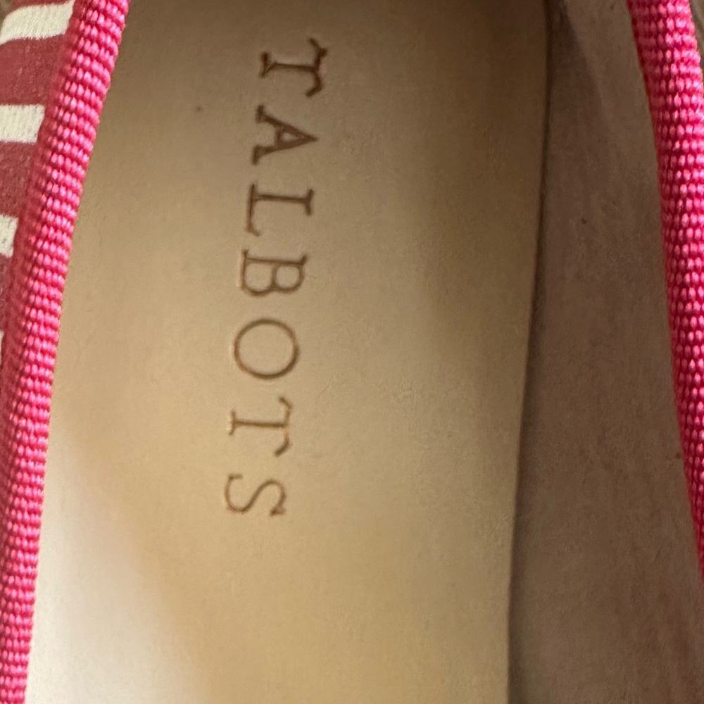 Talbots Red  and White Striped Flats with Bow - Picture 5 of 7